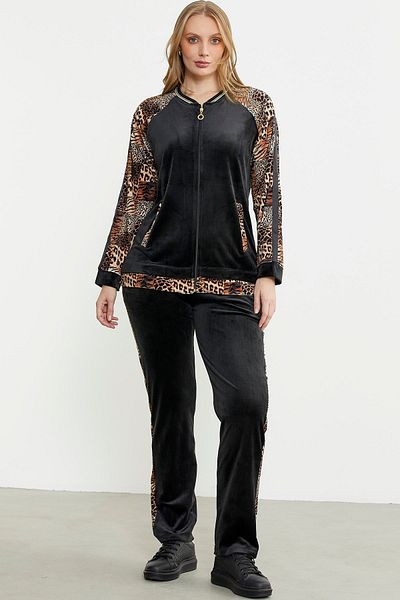 Sementa Σετ αθλητική φόρμα Leopard Combination Velvet - Μαύρο