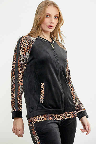 Sementa Σετ αθλητική φόρμα Leopard Combination Velvet - Μαύρο
