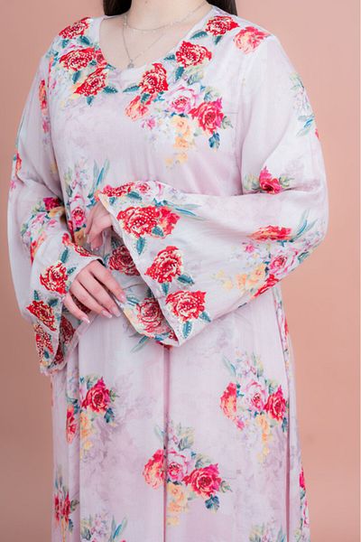 IKKXA Floral Printed Long Sleeve Jalabiya