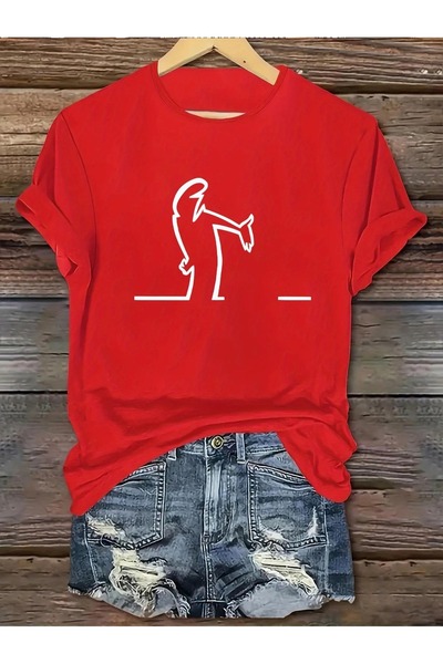 WOODROFFE Γυναικείο μπλουζάκι με στάμπα με λαιμόκοψη Oversize Casual