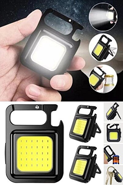 Genel Markalar USB Şarjlı El Feneri Mini LED Lamba Anahtarlık Taşınabilir 4 F...