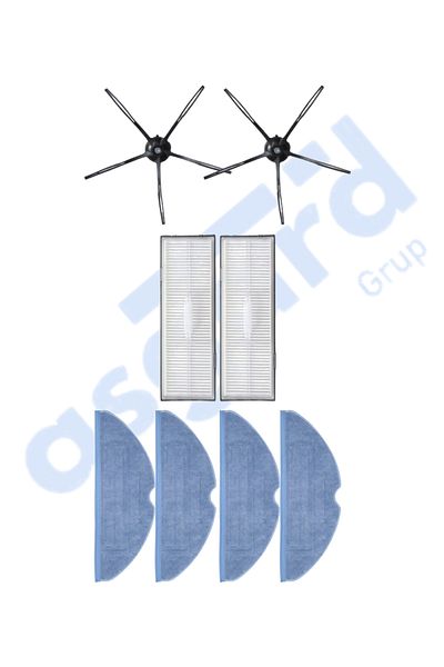 Asgard Grup Roborock S7 (Plus- Maxv-Maxv Ultra- Pro Ultra) Compatible 2 Side Brushes 2 Filters 4 Mops