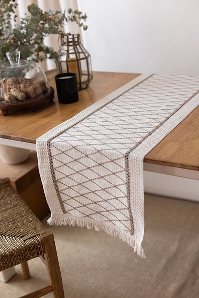 vivamaison Κάλυμμα τραπεζιού Runner Lace από 100% οργανικό βαμβάκι - Τραπεζομάντηλο υψηλής ποιότητας 35x145 cm
