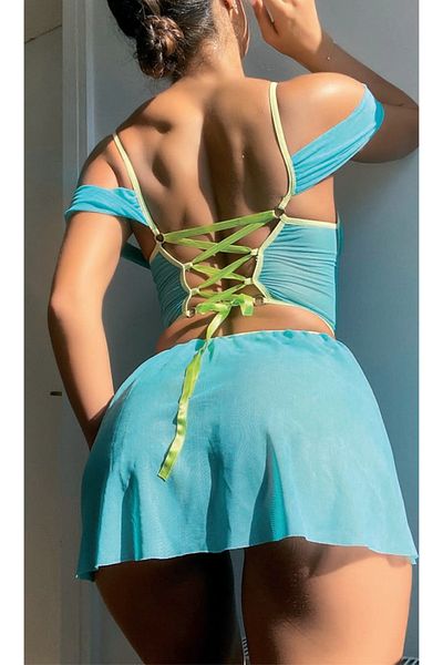 DEFNADA Costum Cleopatra Fantezie Turcoaz