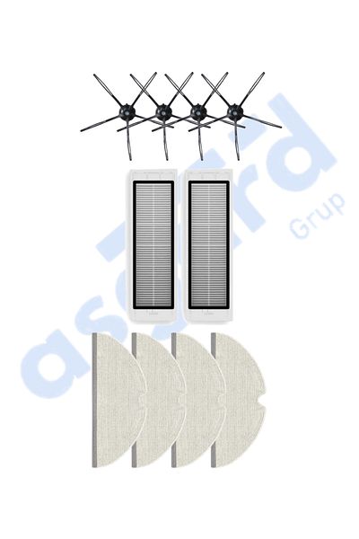 Asgard Grup Roborock S50 – S55 –S5 Max – S6 – S6 Maxv Compatible 4 Side Brushes 2 Filters 4 Mops
