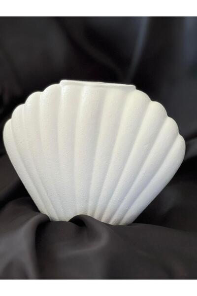 BGV HOME İstiridye Formlu Dekoratif Beyaz Vazo