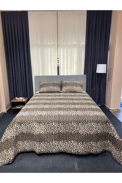Nervadi Home Leopar Desenli Yatak Örtüsü Takımı