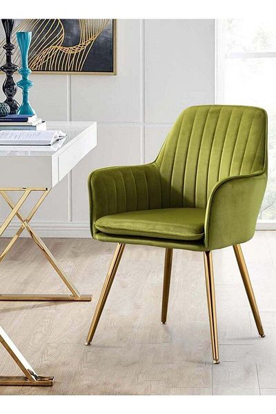 Taimi Set Of 2-Chair Modern With Armrests Padded Seat And Metal Legs For Living Room, Office Room Yellow