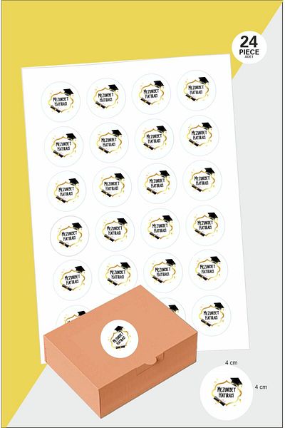 43 cici süsler organizasyon Graduation Souvenir Tag 24 Pieces Round