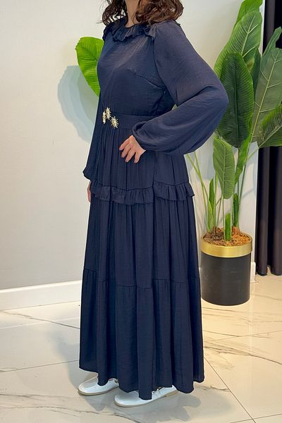 Missemramiss Shiny Rufle Dress 4800 Navy Blue