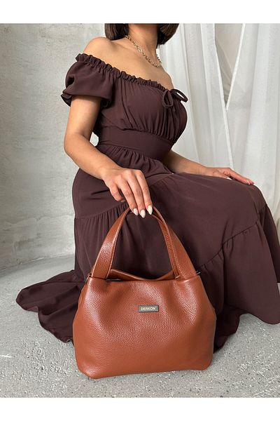 DERKON Vera Model Genuine Leather Women's Bag Brown