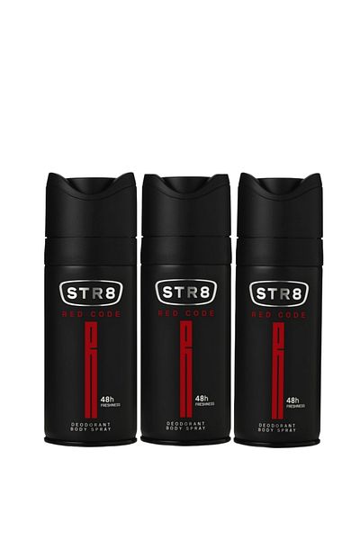 str8 Str8 Red Code Natural Spray Deodorant Set, Men, 3 Pieces x 150 ml