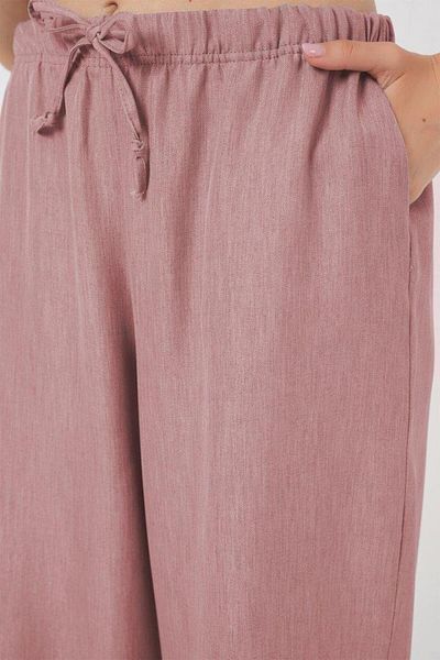 Aymood Wide Leg Linen Trousers 6735 - Powder