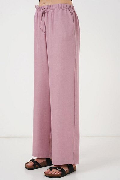 Aymood Wide Leg Linen Trousers 6735 - Dusty Rose