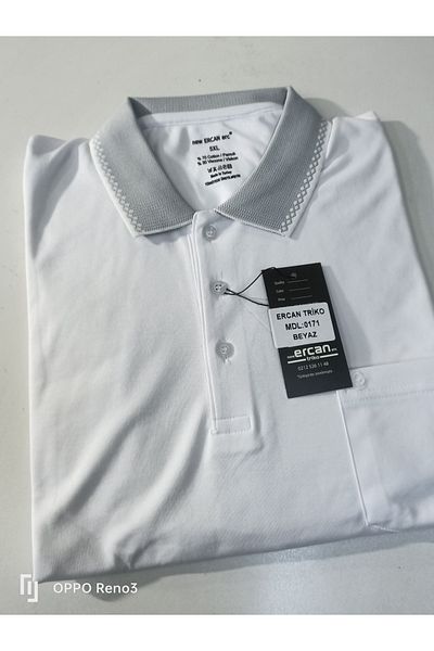 ercan triko Short-Sleeved Single Pocket Cotton Plus Size L-6Xl T-Shirt with Inter Collar