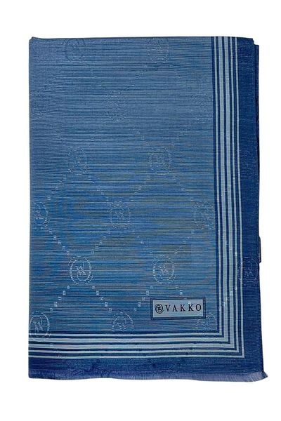 Vakko Şal din mătase de bumbac - Monogramă cu borduri - Indigo