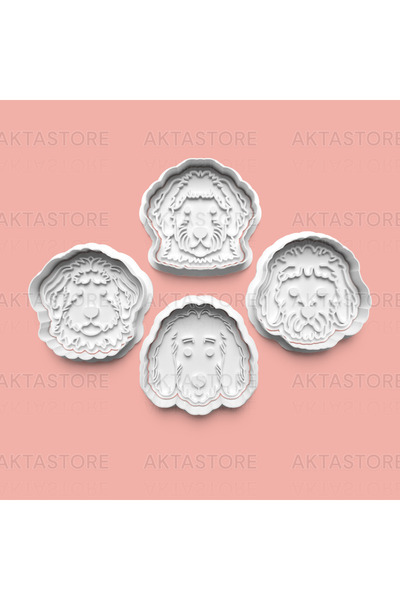 AKTASTORE مجموعة من 4 قوالب كوكيز على شكل كلب Goldendoodle وقوالب عجينة السكر