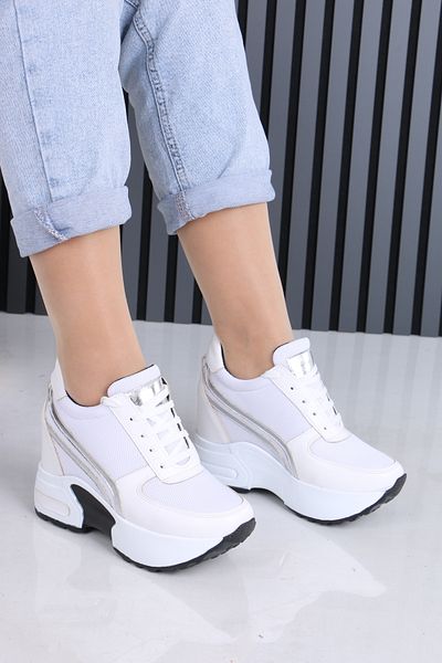 layki Women's 8 cm Sole Orthopedic Daily Sports Shoes with Mesh Detail