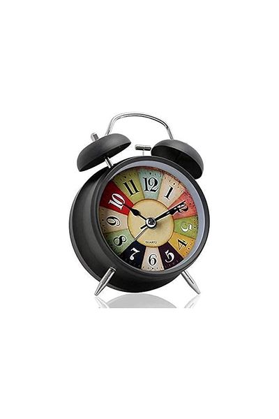 Generic Retro Twin Bell Alarm Clock – Loud Analog Table Clock with Metal Frame, Easy Dial, Battery Powered