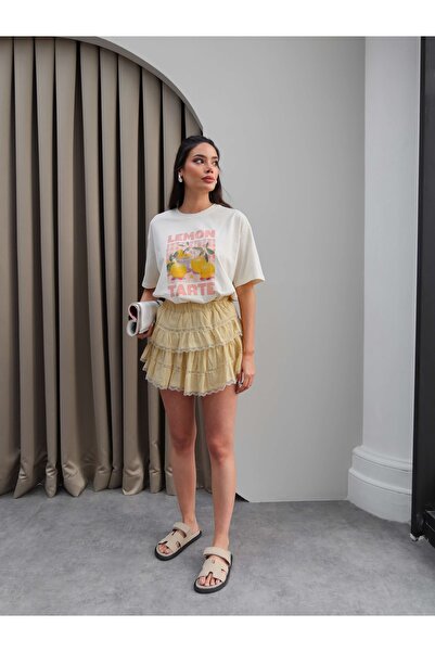 ESRAHELVACI Δαντελένια σορτς με επένδυση