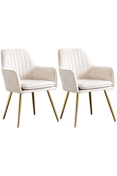 Taimi Set Of 2-Chair Modern With Armrests Padded Seat And Metal Legs For Living ,Office Room Light Beige