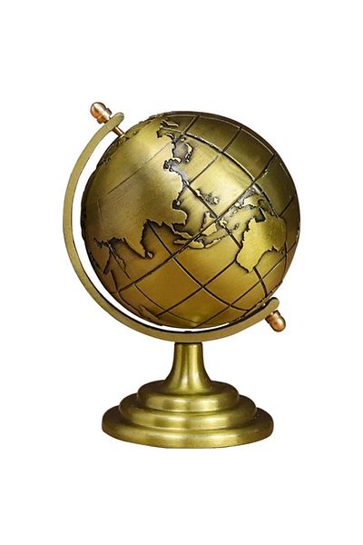 Generic Vintage Metal World Globe – Decorative Golden Globe for Desk, Home, Office, Study & Gift Use