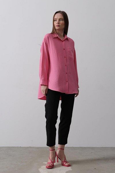 Aymood Striped Single Pocket Shirt - Pink