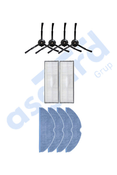 Asgard Grup Compatibil cu ROBOROCK S8, S8+, S8 PRO ULTRA 4 perii laterale 2 f...