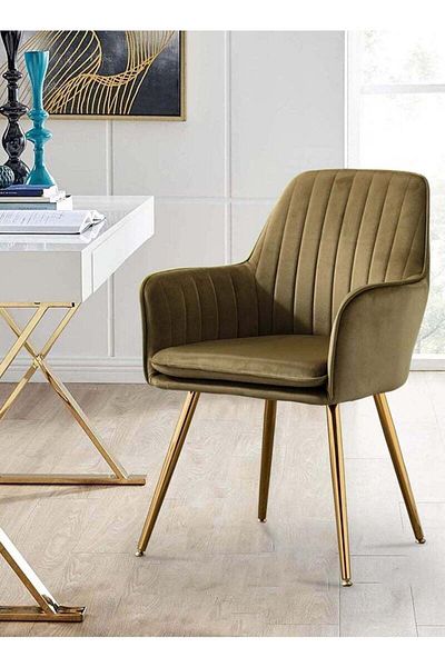 Taimi Set Of 2-Chair Modern With Armrests Padded Seat And Metal Legs For Living Room, Office Room Brown