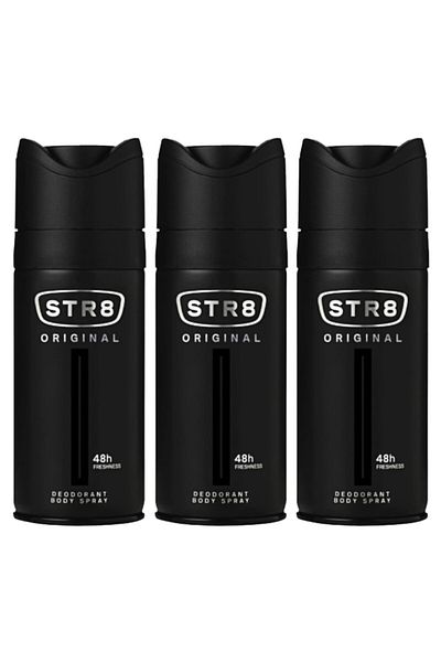 str8 Str8 Original Natural Spray Deodorant Set, Men, 3 Pieces x 150 ml