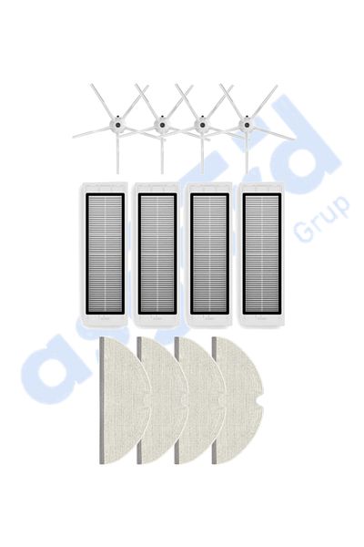 Asgard Grup Roborock S50 – S55 –S5 Max – S6 – S6 Maxv Compatible 4 Side Brushes 4 Filters 4 Mops