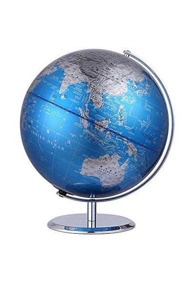 Generic Vintage World Globe with Polished Brass Base Decorative Tabletop Globe for Home & Office