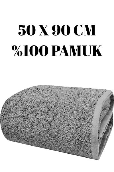 mihriban 2 Pieces Cotton Gray Hand Face - Hotel Towel - Barber - Sports Towel Extra Soft Towel Set 50X90 cm
