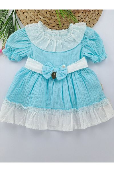 Butik Girl / Baby Summer Turquoise Color Dress Holiday Dress Premium Quality 100% Cotton
