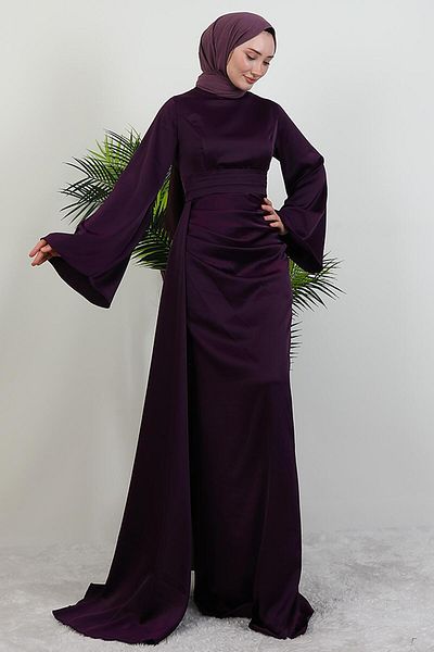 GİYZAMİLA Βραδινό Φόρεμα Jasmine Satin Μωβ