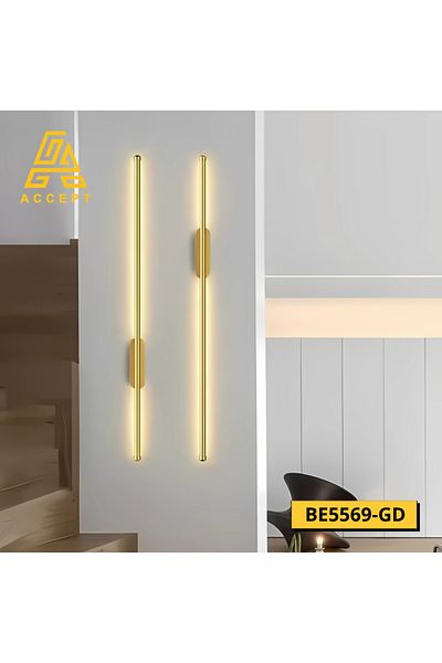 ACCEPT Modern indoor LED wall light, battery, gold color, solar light color