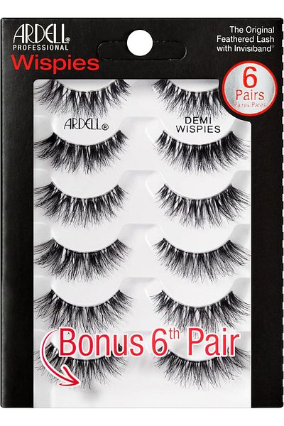 Ardell False Eyelashes Demi Wispies - Black, 1 Pack (6 PAIRS PER PACK)