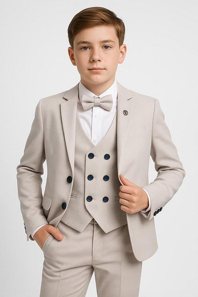 SIRRI Boy's 5 Piece Modern Cut Suit (Age 2-13)