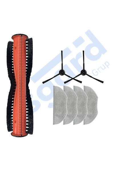 Asgard Grup Xiaomi S10T Compatible 1 Main Brush 2 Side Brushes 4 Mops