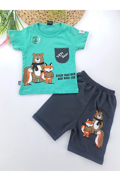 Butik Baby Boy / Child Shorts T-Shirt Summer Double Set Premium Quality Gift Set with Print Detail