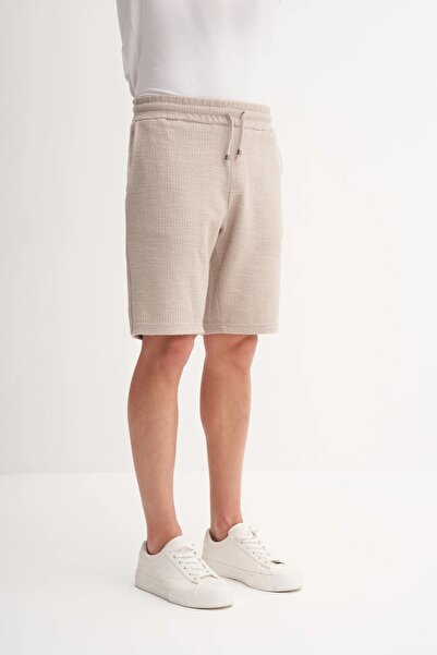 Cazador Jacquard Regular Fit Knitted Bermuda Shorts 6073 Beige