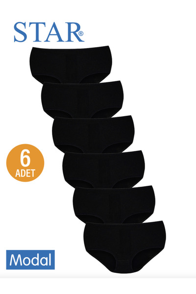 Star سروال داخلي نسائي من 6 قطع باللون الأسود مع تفاصيل من الدانتيل