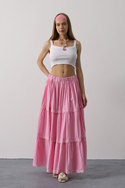 gl00my eyesof Δαντελένια Λεπτομερή Φούστα - Ροζ