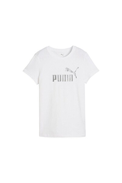 Puma Metallic No 1 Logo Жіноча біла футболка з круглим вирізом 63153602