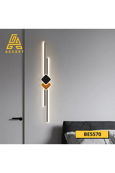 ACCEPT Modern indoor LED wall light, battery, orange and black color, solar light color