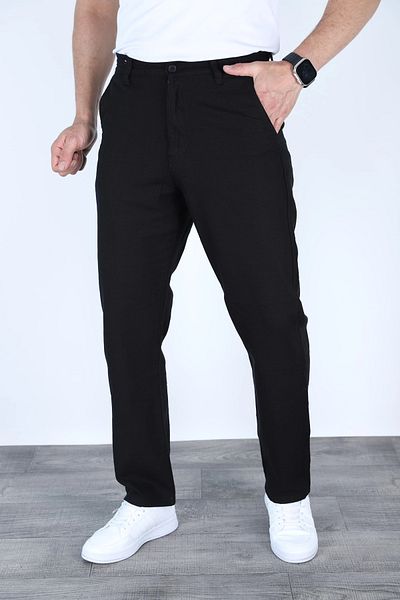 MYRAB DENİM Καλοκαιρινό Άνετο Λινό Παντελόνι Μαύρο