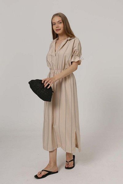 Aymood Elastic Waist Dress - Stone