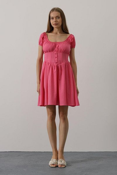Moda Asmira Mini Dress with Waist Corset - Fuchsia