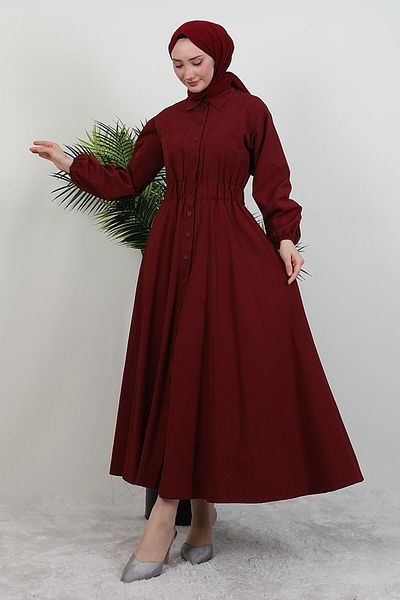 GİYZAMİLA Φόρεμα Poplin με διπλή τσέπη Claret Red