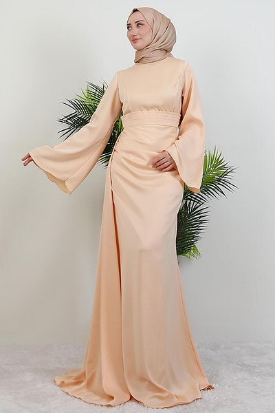 GİYZAMİLA Βραδινό Σατέν Φόρεμα Jasmine Melon